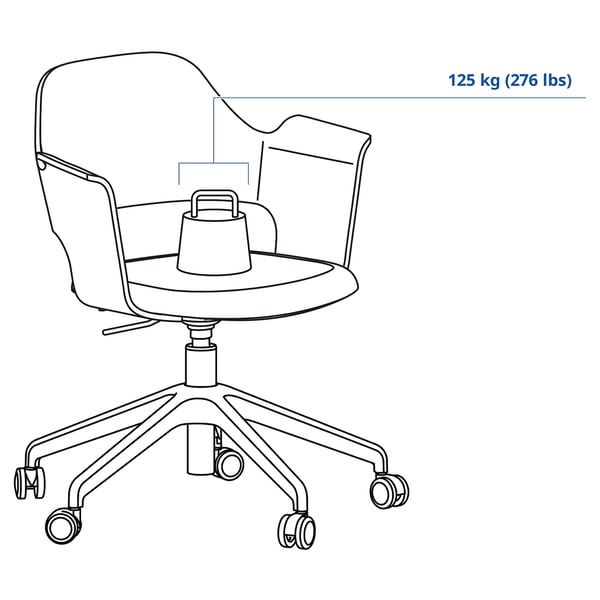 FJÄLLBERGET Conference chair with casters, black stained ash veneer/Gunnared dark gray