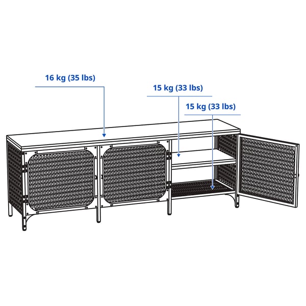 FJÄLLBO TV unit, black, 59x14 1/8x21 1/4 "