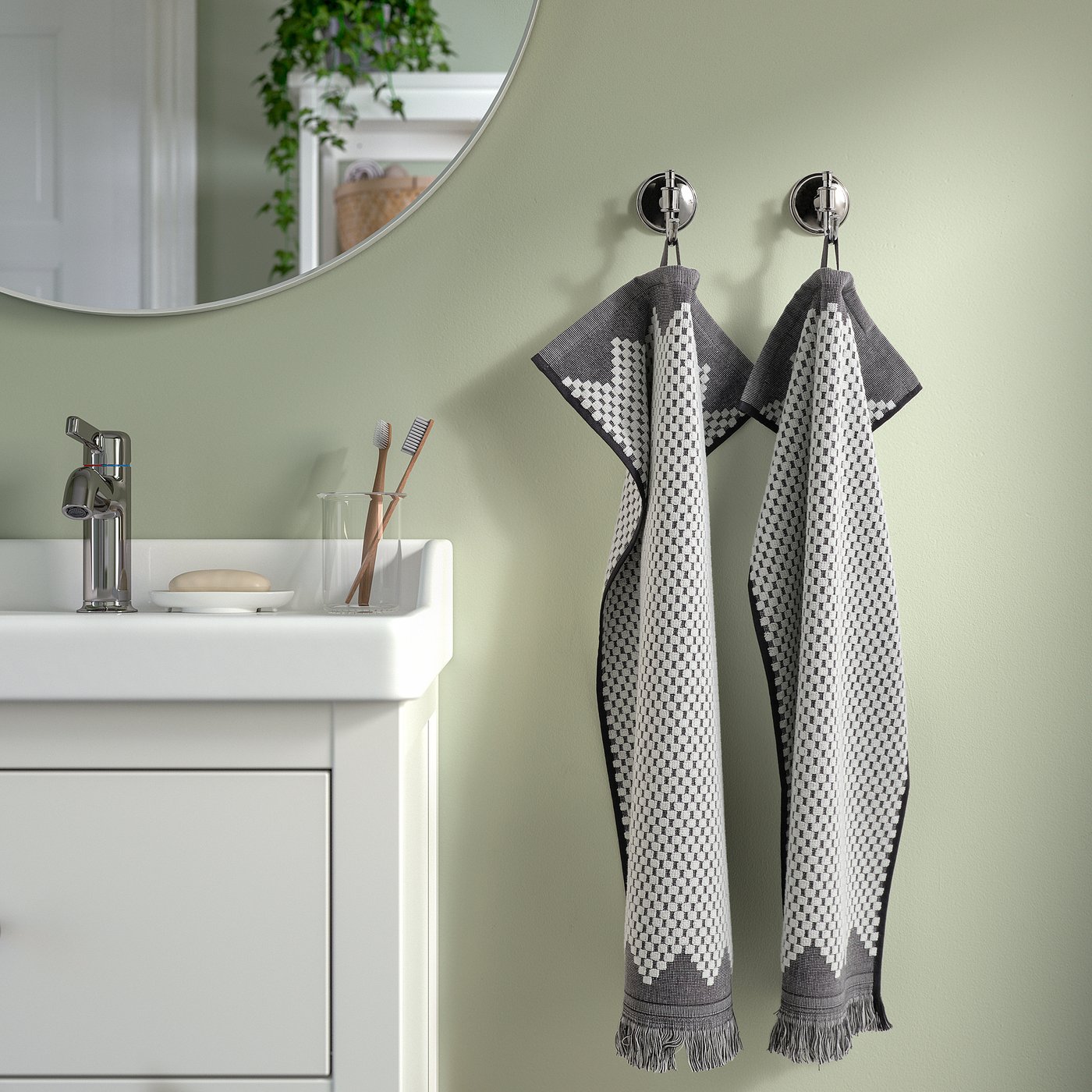 Hand towel, white/gray 4