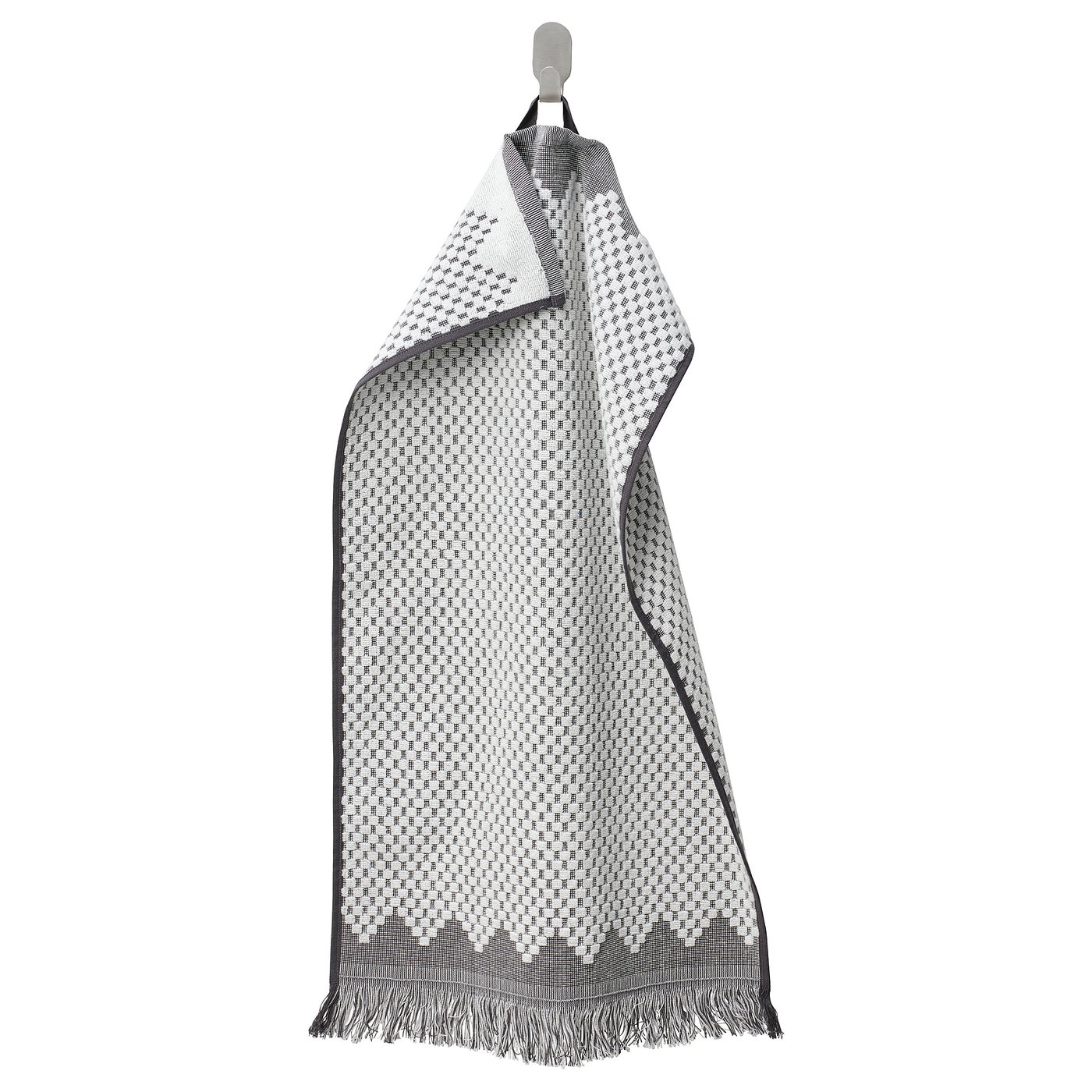 FJÄLLSTARR hand towel, white/gray, 16x28
