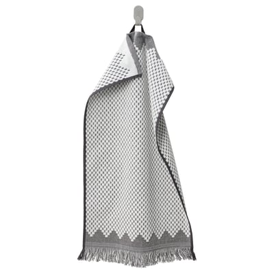 FJÄLLSTARR Hand towel, white/gray, 16x28 "