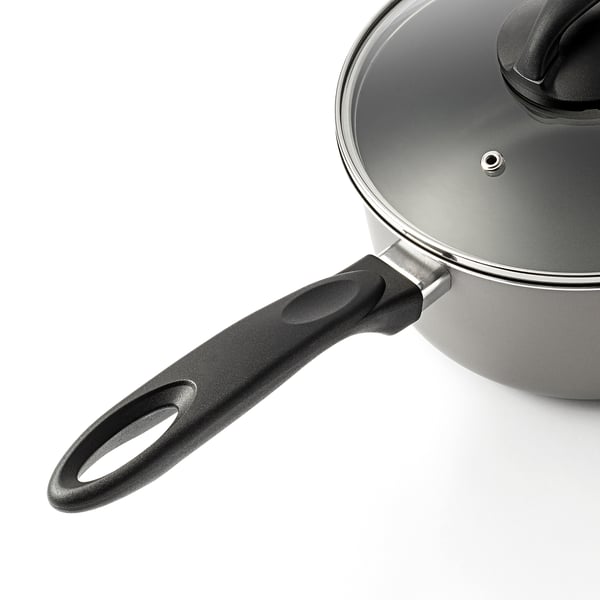 FJÄRSING Saucepan with lid, gray, 8 "
