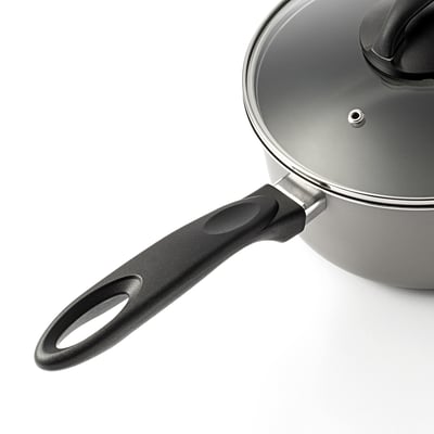FJÄRSING Saucepan with lid, gray, 8 "