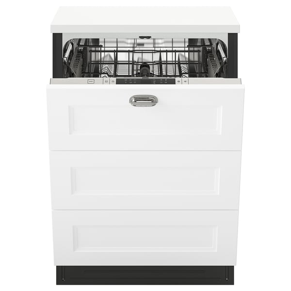 FLÅBODA Built-in dishwasher with 3 fronts, Axstad matte white, 24 "