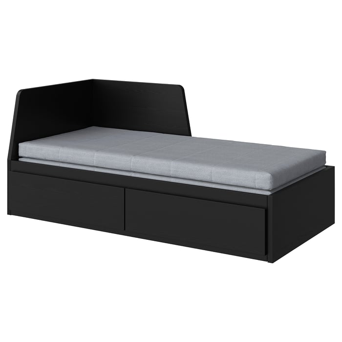 FLEKKE daybed with 2 drawers/2 mattresses, blackbrown/Ågotnes firm, Twin IKEA