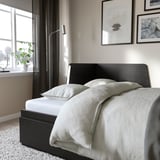 FLEKKE Daybed with 2 drawers/2 mattresses, black-brown/Åsvang medium firm, Twin