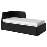 FLEKKE Daybed with 2 drawers/2 mattresses, black-brown/Åsvang medium firm, Twin