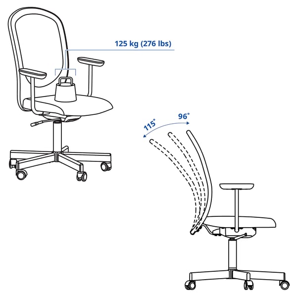 FLINTAN Office chair with armrests, beige
