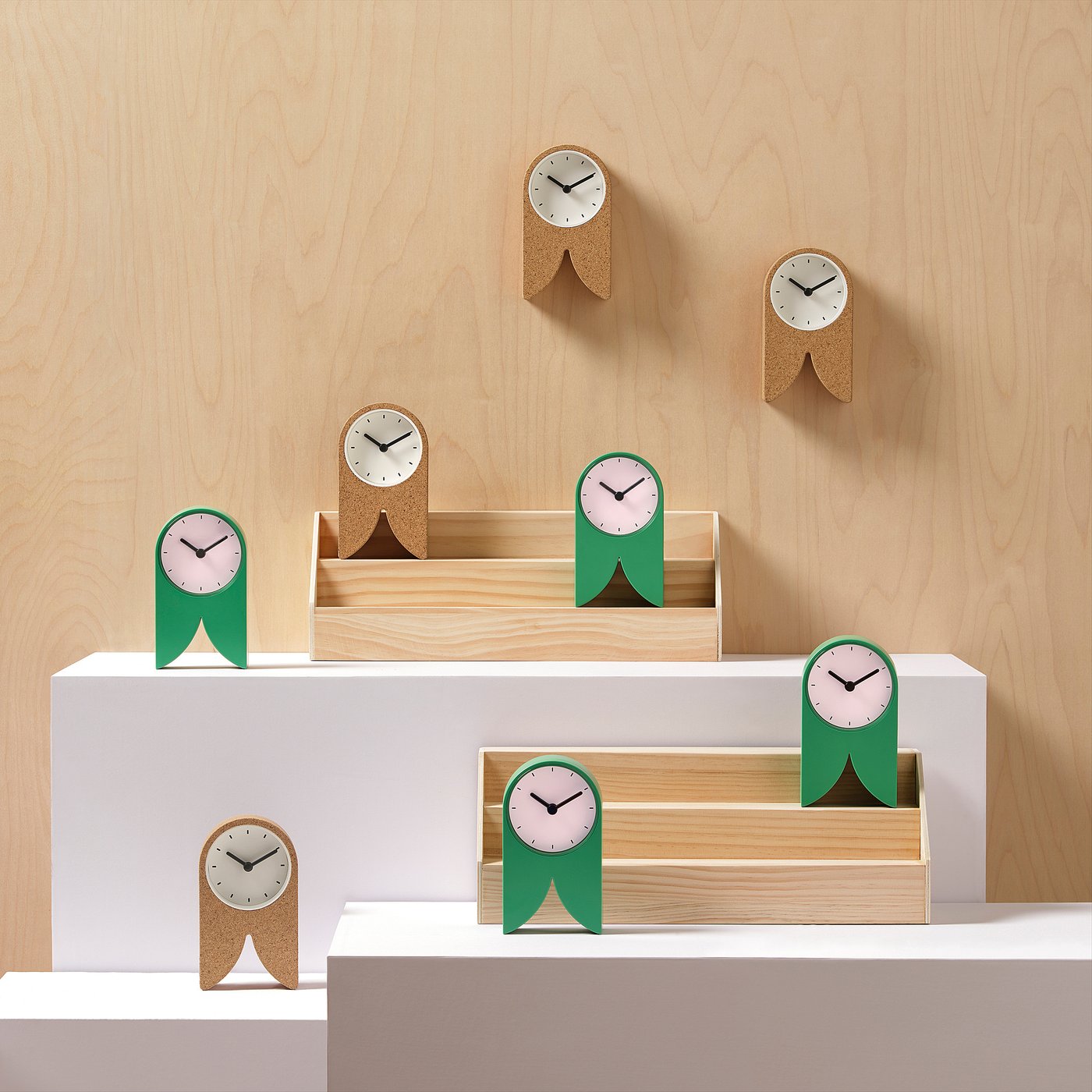 FLODKRÄFTA clock, green/pink, 3 ¼x5 ¾x1 ¾
