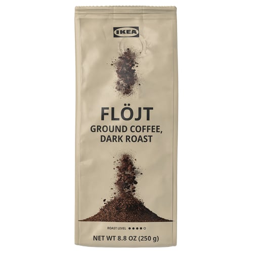 IKEA FLÖJT ground coffee, dark roast bag with grounds, 8. 8 oz.