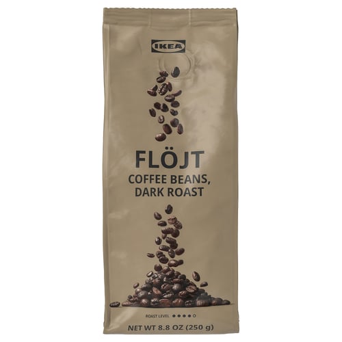 Photos: package of IKEA FLÖJT dark roast coffee beans, 8. 8 oz.