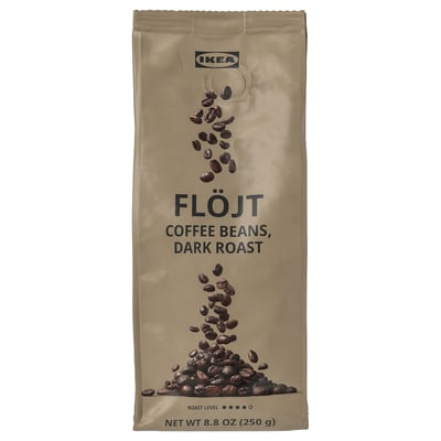 Photos: package of IKEA FLÖJT dark roast coffee beans, 8. 8 oz.