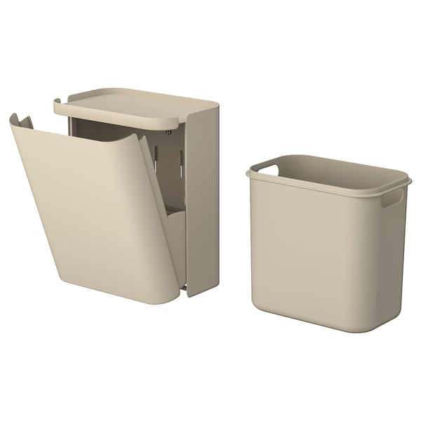 FLORSJÖN Trash can, beige, 1 gallon