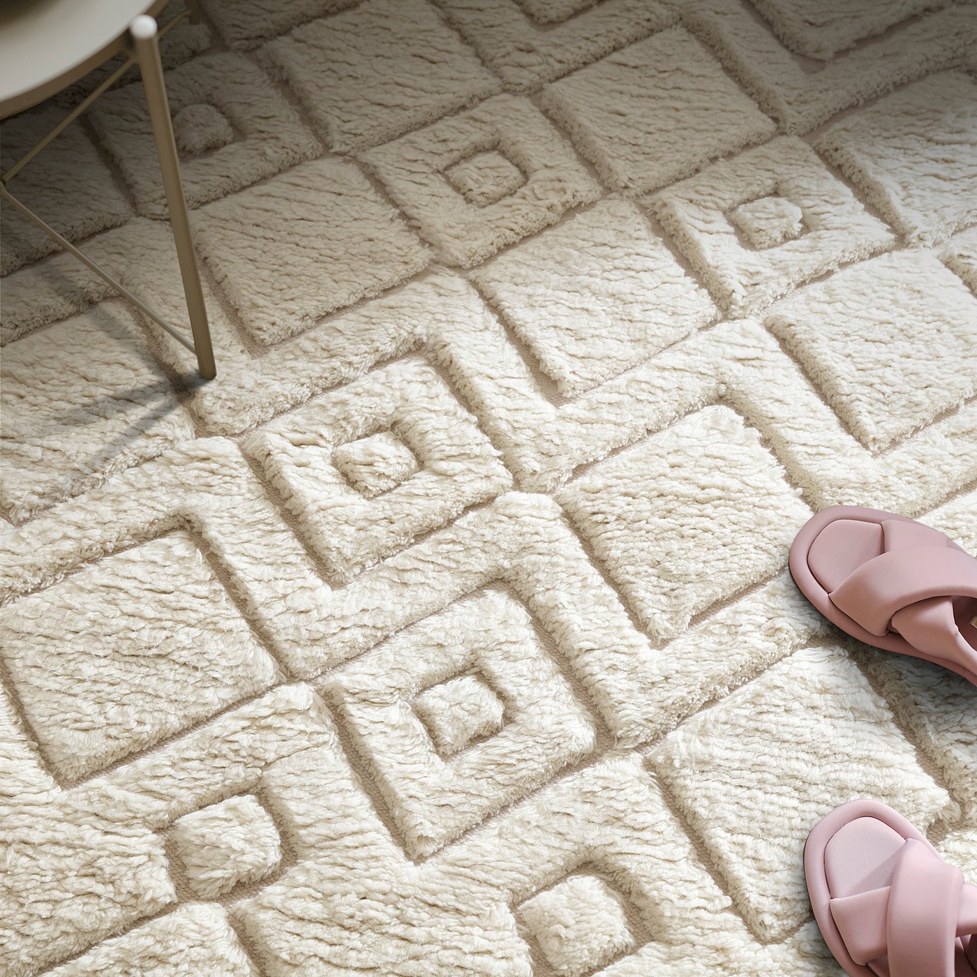 【美品】IKEA ラグ VINDEBÄK 200cm×300cm VINDEBÄK rug, high pile, light beige, 4'4