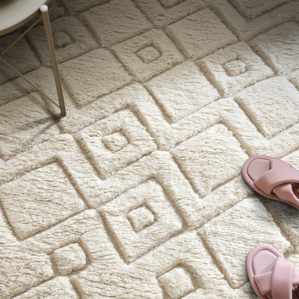 FLYGVÄG Rug, high pile, diamond-shaped, 5 ' 7 "x7 ' 10 "