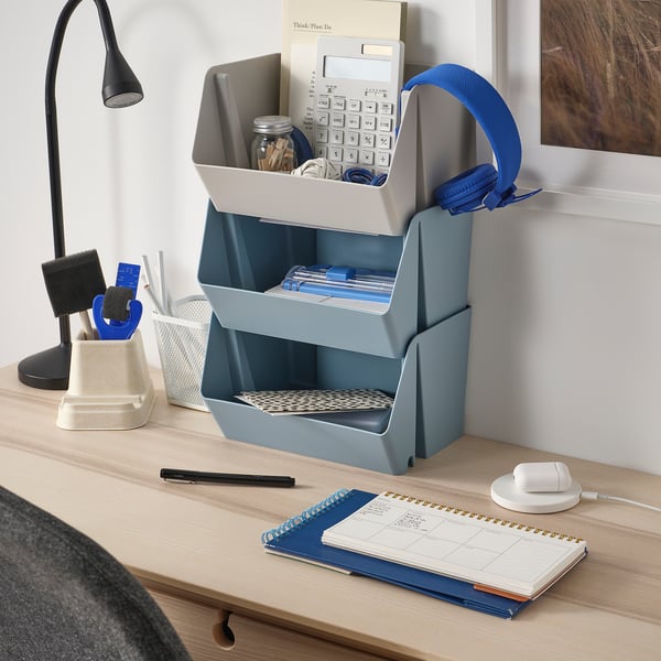 FODERTRÅG Organizer for desk/wall, gray-blue, 9 ¾x7x6 "