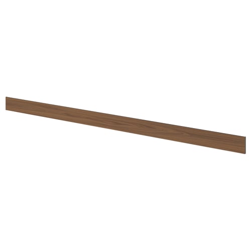 A long, brown walnut-colored plinth with a smooth surface. It is slim and rectangular.