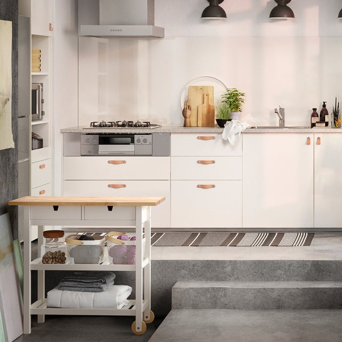 FÖRHÖJA kitchen cart, birch/white, 393/8x167/8" IKEA