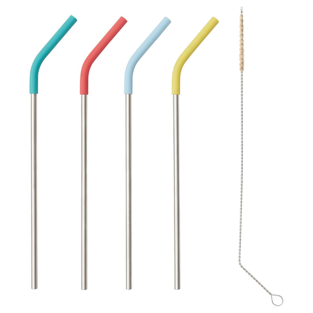 FÖRTÄRING Drinking straws/cleaning brush, stainless steel silicone
