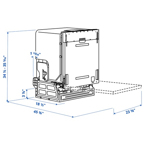 Illustration with measurements for the product: FORNABODA.