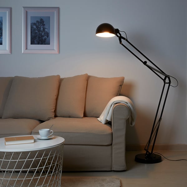 FORSÅ Floor lamp with LED bulb, black - IKEA