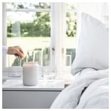 FRAMFÄRD Scented cndl in glass w lid/2 wicks, Fresh linen/white frosted glass, 100 hr