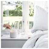 FRAMFÄRD Scented cndl in glass w lid/2 wicks, Fresh linen/white frosted glass, 70 hr