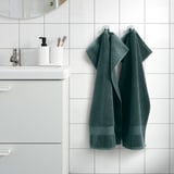 FREDRIKSJÖN Hand towel, gray-turquoise, 16x28 "