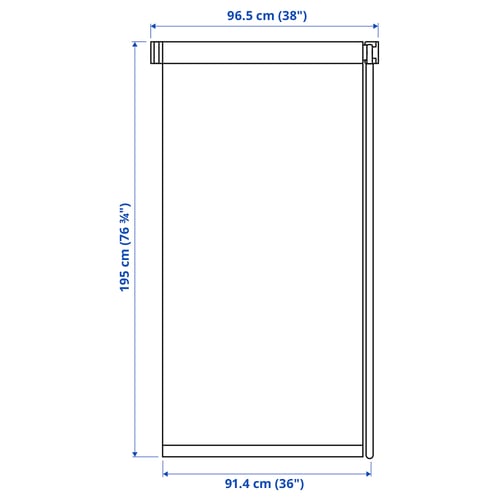 FRIDANS Black-out roller blind, white, 38x76 ¾ "