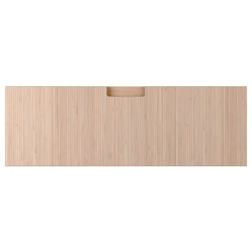FRÖJERED bamboo drawer, honey tone, modern handle, rectangular shape.