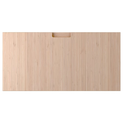 FRÖJERED: bamboo drawer front, natural wood grain, integrated handle, light finish.