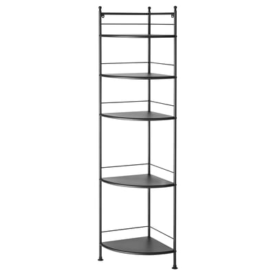 FRÖSJÖN Corner shelf unit, black, 13 3/4x61 3/8 "