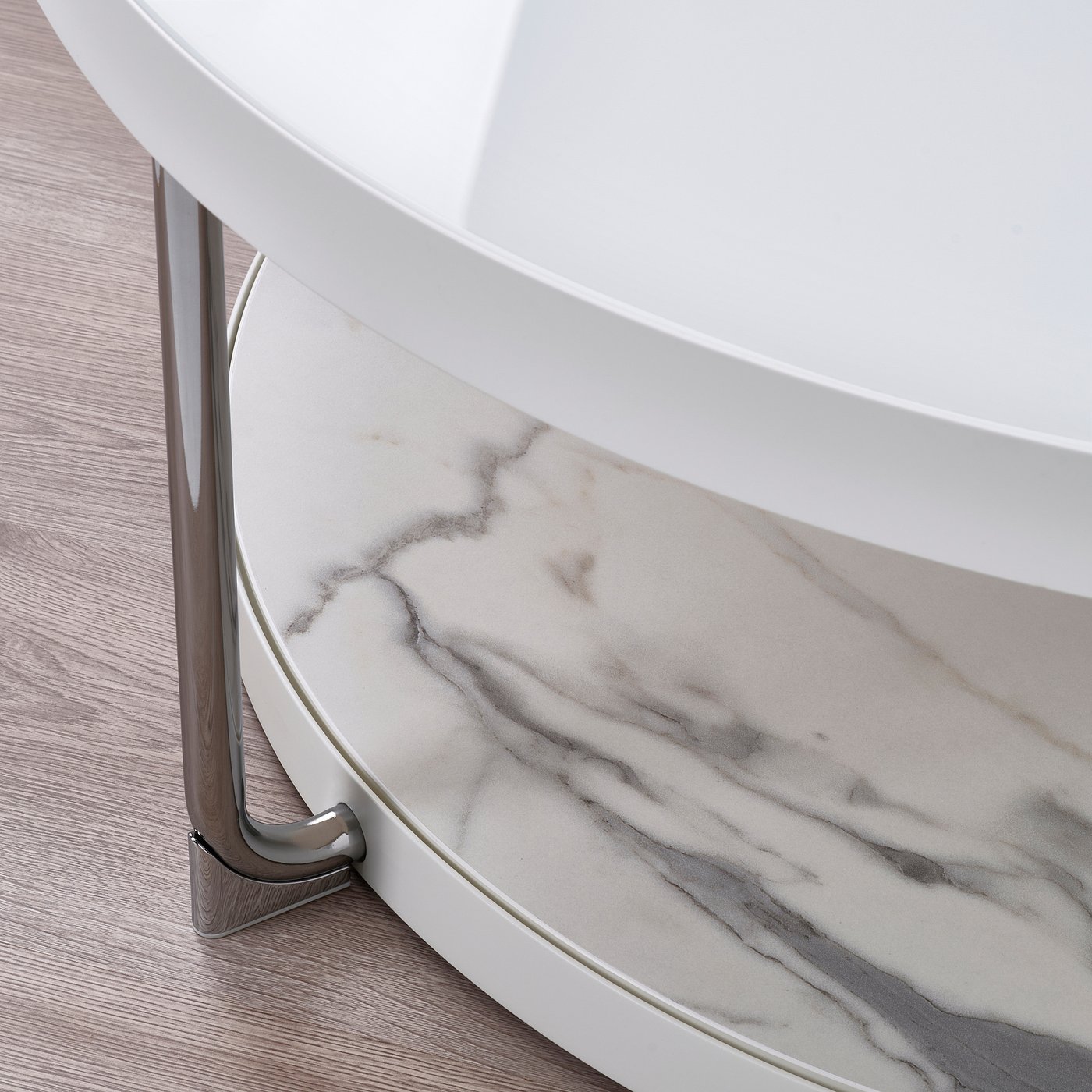 Coffee table, white chrome plated/white glass 5