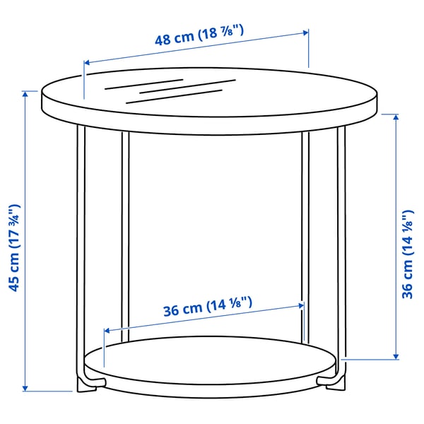 FRÖTORP Side table, anthracite marble effect/black glass, 18 7/8 "