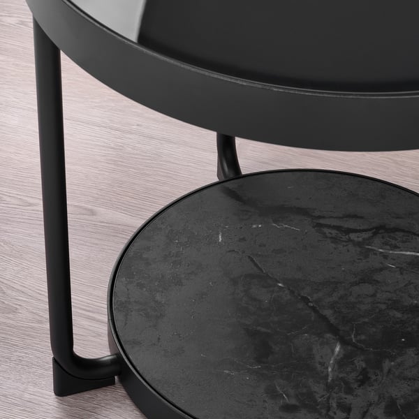 FRÖTORP Side table, anthracite marble effect/black glass, 18 7/8 "