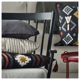 FRUKTMOTT Cushion cover, black/orange-red, 16x23 "
