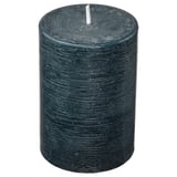 FRUKTSKOG Scented pillar candle, vetiver & geranium/black-turquoise, 30 hr