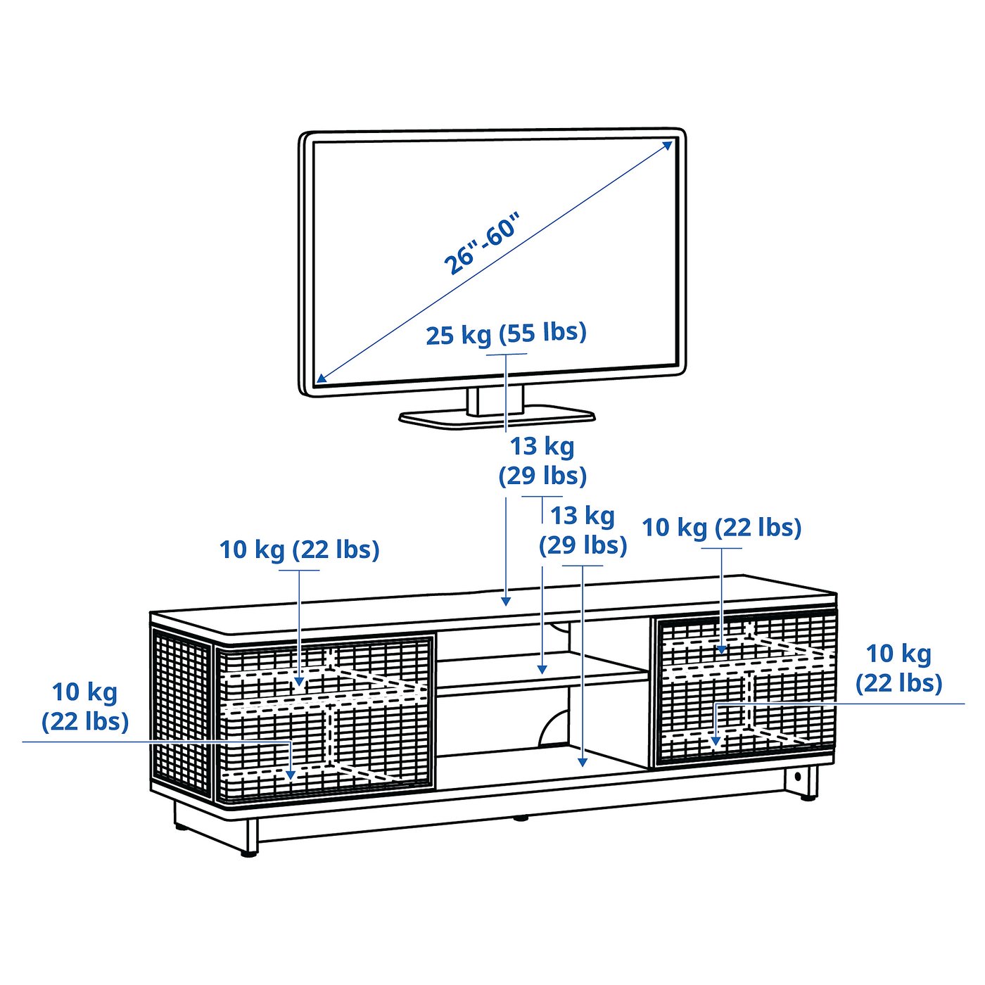 [IKEA] イケア　テレビ台 3扉 TV Cabinet/Stand BESTÅ TV unit with doors, white/Lappviken white, 707/8x161