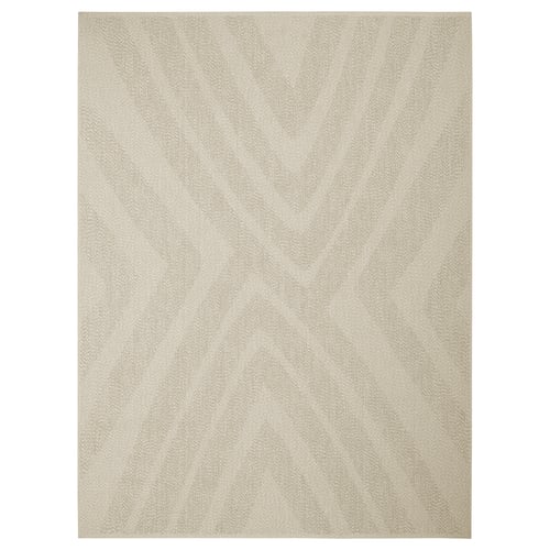 FULLMAKT beige rug. Simple, rectangle. Flat-woven, 100% polyester.