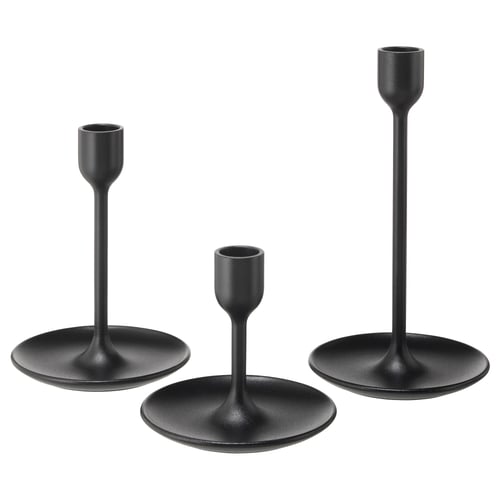 FULLTALIG Candlestick, set of 3 - black