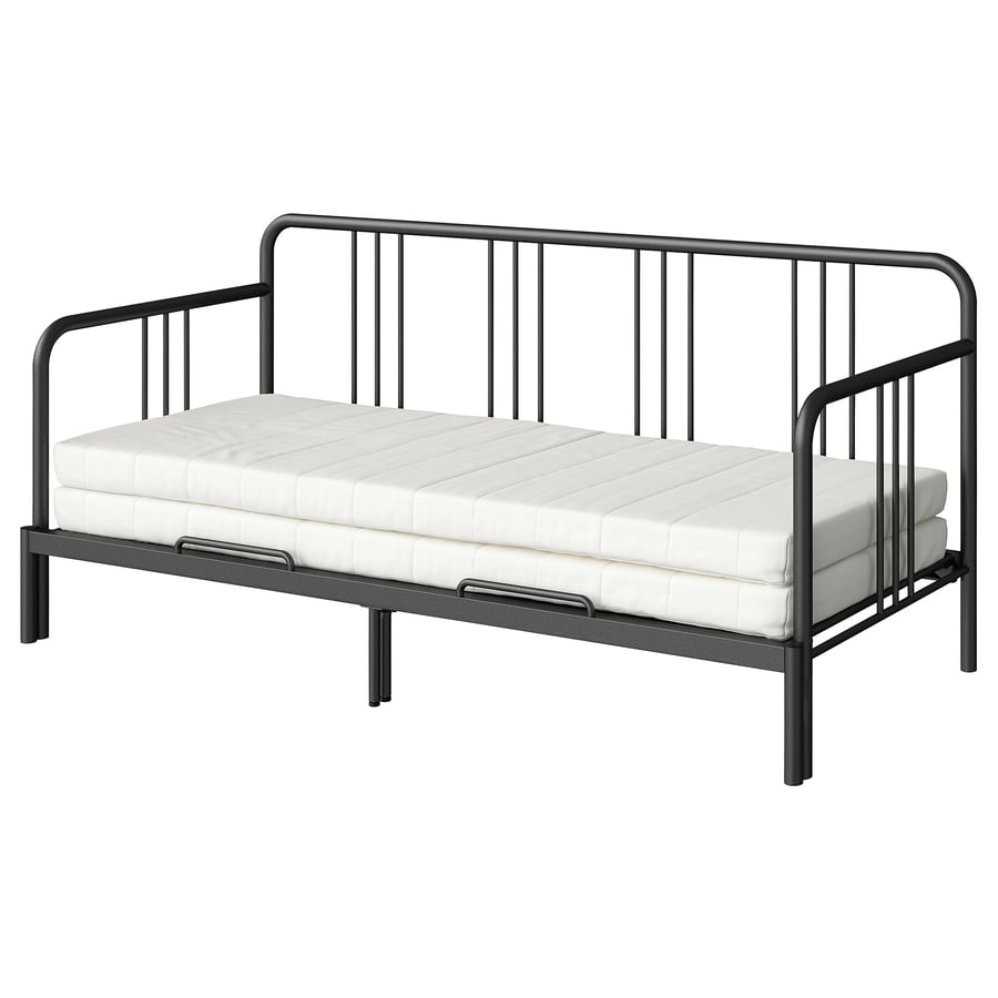 FYRESDAL Daybed with 2 mattresses, black/Minnesund firm, Twin IKEA