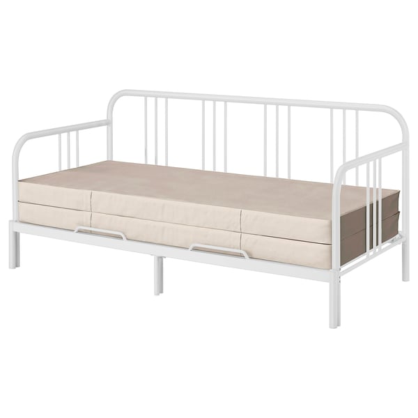 FYRESDAL Daybed with 2 mattresses, white/Vannareid firm, Twin