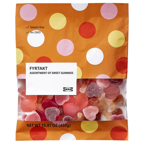FYRTAKT gummies by IKEA - gelatin free, no gmo, mixed shapes, 15. 87 oz