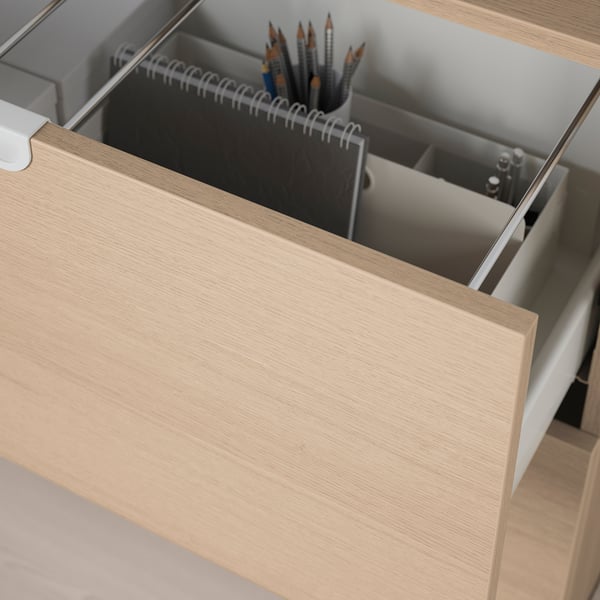 GALANT Drawer unit/drop file storage, white stained oak veneer, 31 1