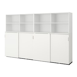 GALANT storage combination w sliding doors, white
