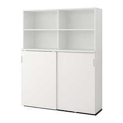 GALANT storage combination w sliding doors, white