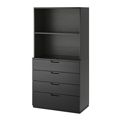 GALANT storage combination with drawers, black stained ash veneer