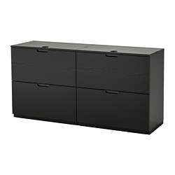 GALANT storage combination with filing, black stained ash veneer