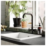 GAMLESJÖN Dual control kitchen faucet, brushed black metal