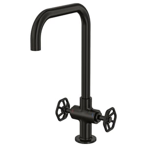 GAMLESJÖN black brass kitchen tap, rustic design, high spout.